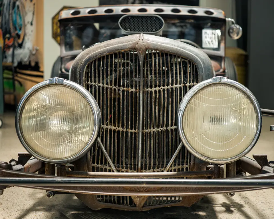 Pre-war grille and twin headlamps
